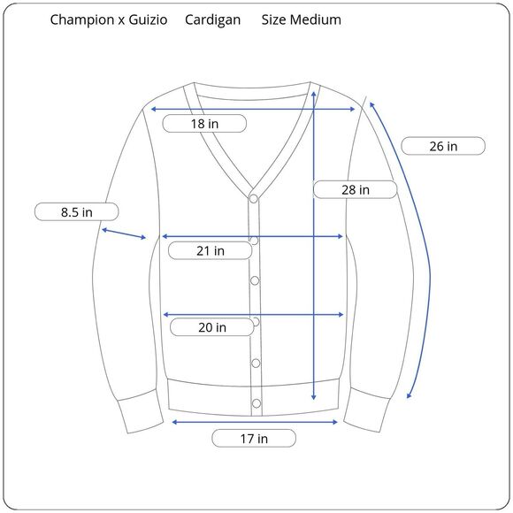 GUIZIO X CHAMPION Cardigan Sweater Women’s Medium Blue Varsity Academia Relaxed - Picture 6 of 13